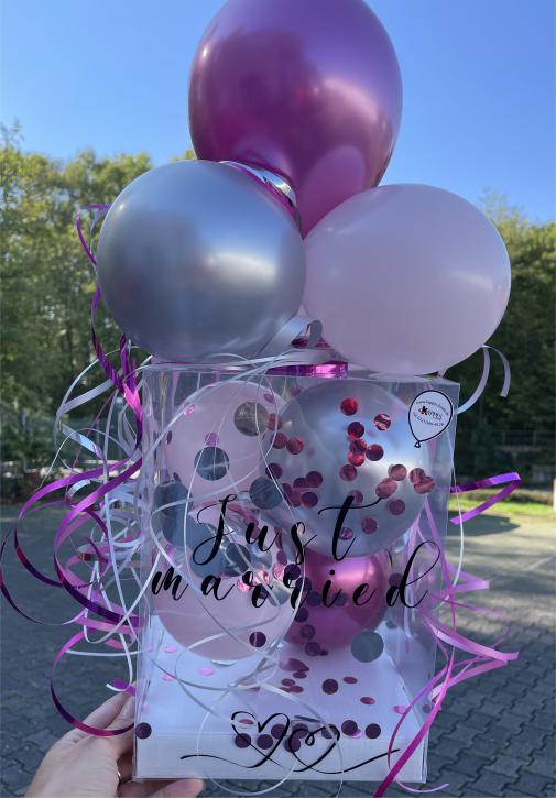 Ballonbox pink-silber inkl Beschriftung