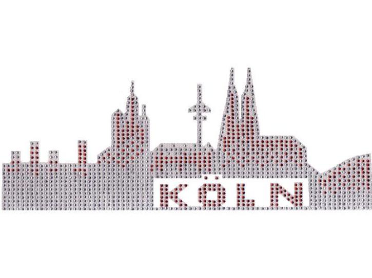 Bügelbild Strass Skyline Köln crystal-rot