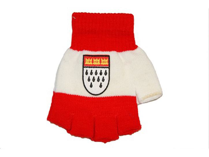 Handschuhe fingerlos rot/weiß Köln Wappen