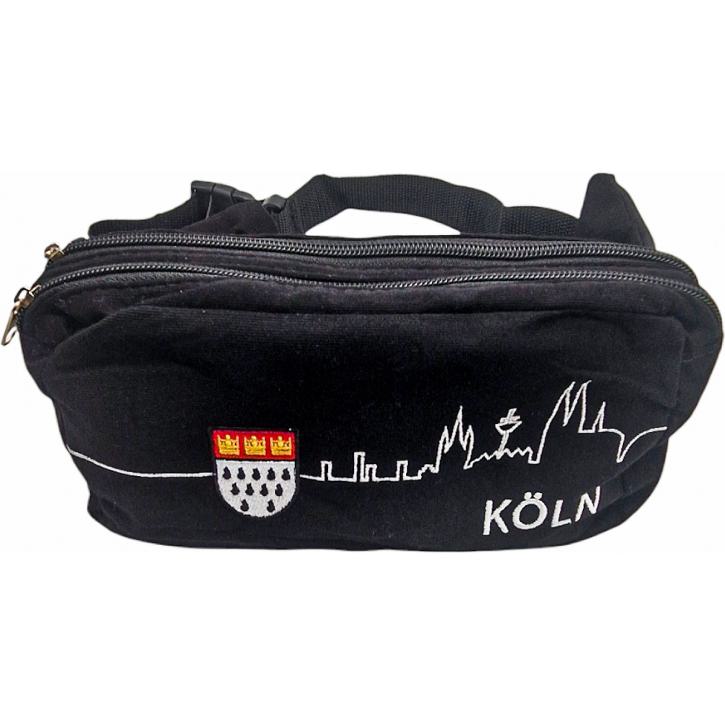 Bauchtasche schwarz bestickt Skyline