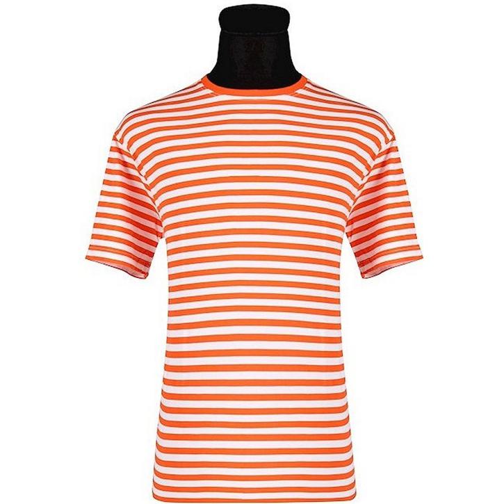 Ringelshirt kurzarm orange/weiß Gr. 2XL