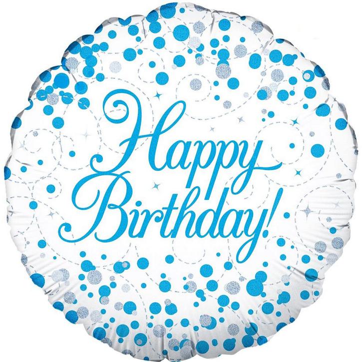 Folienballon Happy Birthday weiß.blau