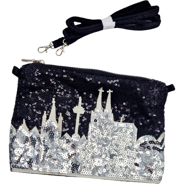 Tasche Pailletten schwarz Skyline