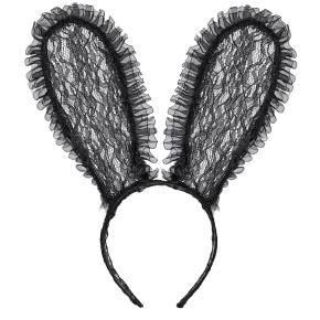 Haarreif Bunny Spitze schwarz